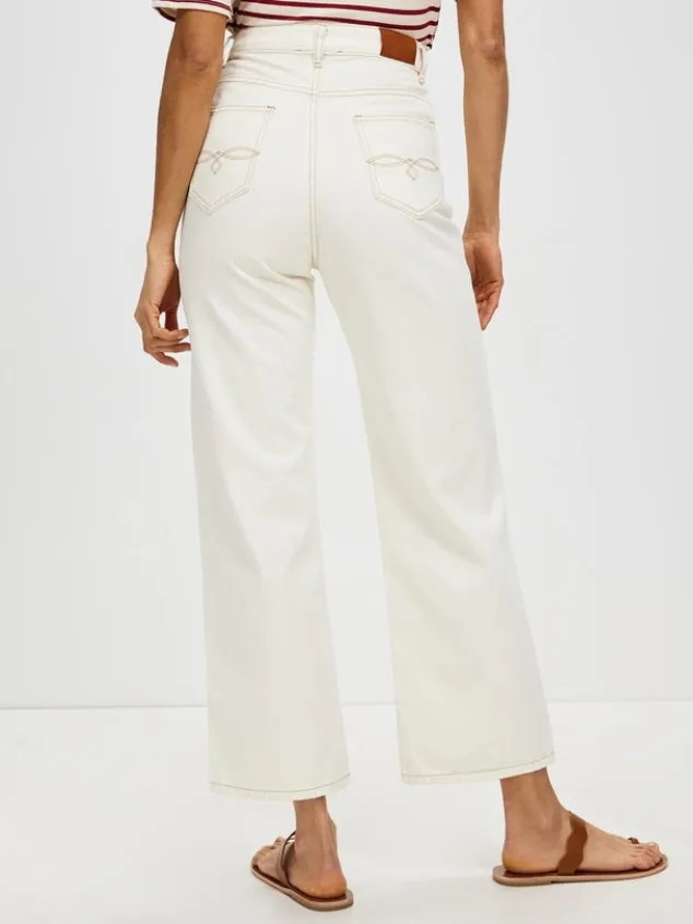 Women Straight Leg Jeans Pants with White Pockets by Kaja Clothing - Thora Pants