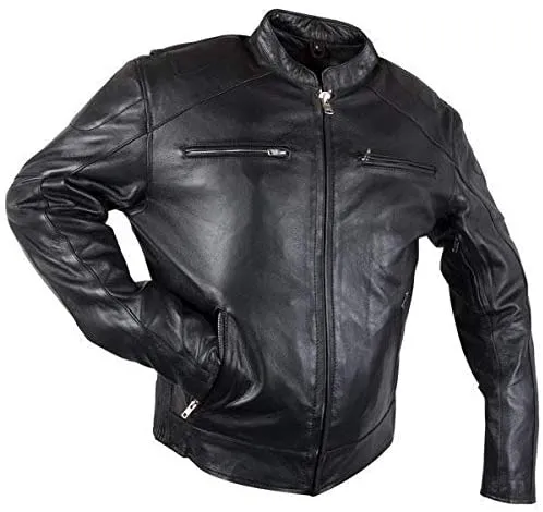 Xelement XS-3349 Evade Mens Black Leather Motorcycle Jacket